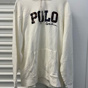 Polo by Ralph Lauren Cream Hoodie with Multicolor Logo in XXL-  NEW